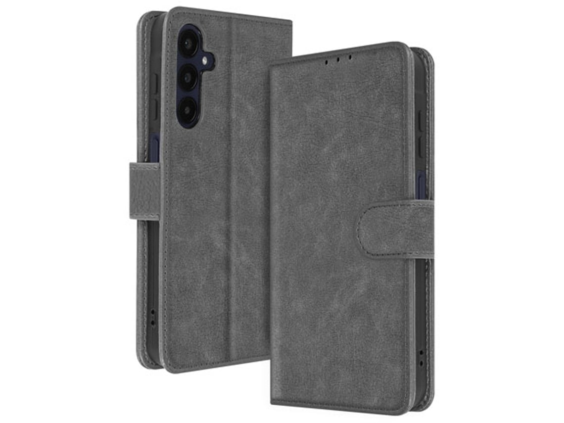 Capa Fólio Para Samsung Galaxy A25 5g Ushion Pele Cinzento .