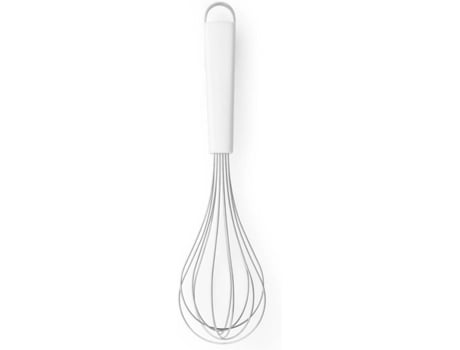 Batedor De Varas Grande Aço Inoxidável Com Cabo Branco