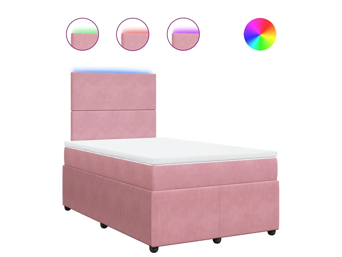 Conjunto 1 Cama Box Spring Vidaxl Cor-de-rosa Veludo (200 X 120 X 140.5 Cm)
