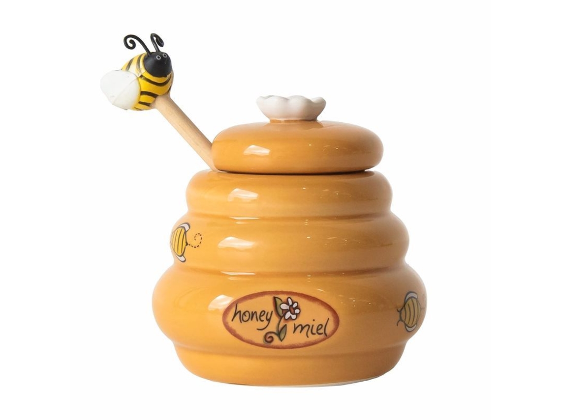 2026 olla para Almacenar Miel 175ml Con Diseño Novedoso Colmena Y Cucharón de Madera Con Detalles de Abeja
