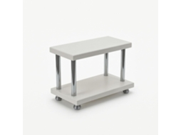 Organizador De Mesa Aberto Dois Níveis Com Prateleiras Madeira Para Lavatório, Branco Marfim, Pequeno