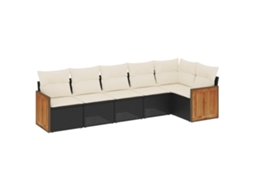 Conjunto Sofás de Jardim 6 Pcs com Almofadões Vime Pe Preto MAISON EXCLUSIVE (6 pcs)