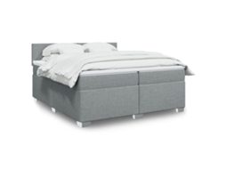 Vidaxl Cama Com Molas/colchão 200x200 Cm Tecido Cinza-claro