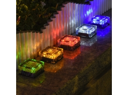 Luz solar de jardim LED cubo de gelo vidro impermeável decoração caminho IP65 | S/MARCA