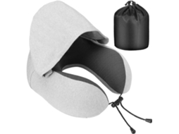 Lurelia Almofada Viagem, Espuma Viscoelástica, Capuz, Protetores Auriculares, Cinzento