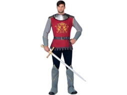 Fato de cavaleiro medieval vermelho e cinzento para homem