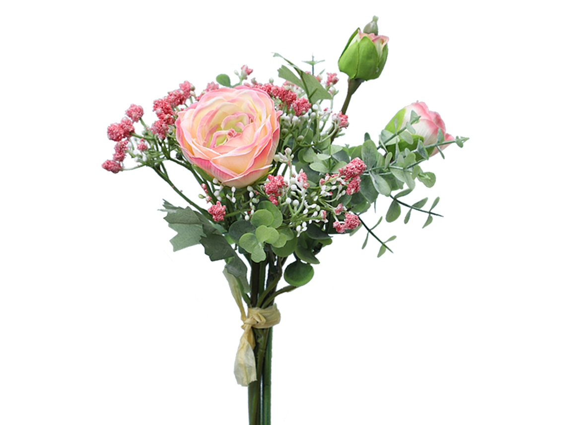 Bouquet de flores artificiais de lírios e gypsophila para decoração e fotografias, rosa LAXISCREED