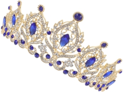 Coroa De Casamento Em Liga Metálica Com Cristais Brancos E Azuis, Tiara De Noiva Elegante.