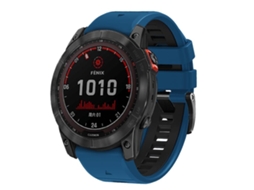 Bracelete Para Garmin (22mm) - Silicone - Fivela De Parafuso - Liberação Rápida - Duas Cores Azul Royal E Preto