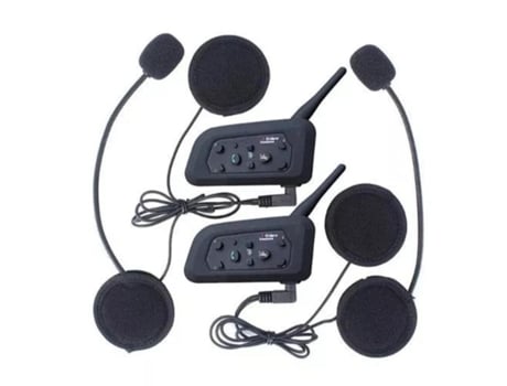 Comunicador Duplo para Capacete Mota Kit 2X Unidades V6-1200 Comunicação Até 600 Metros