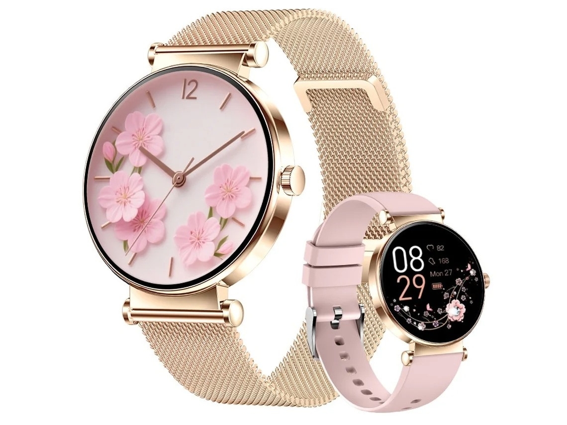 Smartwatch Yizhood Y16 Feminino (ecrã Amoled - Monitoramento De Saúde - Múltiplos Desportos - Função De Chamadas - Ouro)
