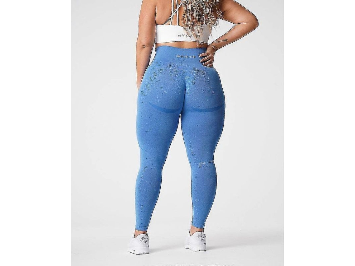 Leggings Seamless Nvgtn De Algodão Macio Com Sombra Contorno E Cintura Alta Para Academia Azul Oceano