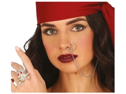 Anel e Brinco com Piercing Pirata Adulto