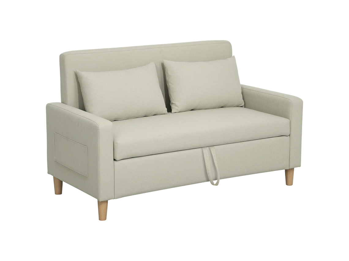 Sofá de 2 lugares estofado em linho sintético com espaço de armazenamento (135x71x84 cm) Bege S/MARCA