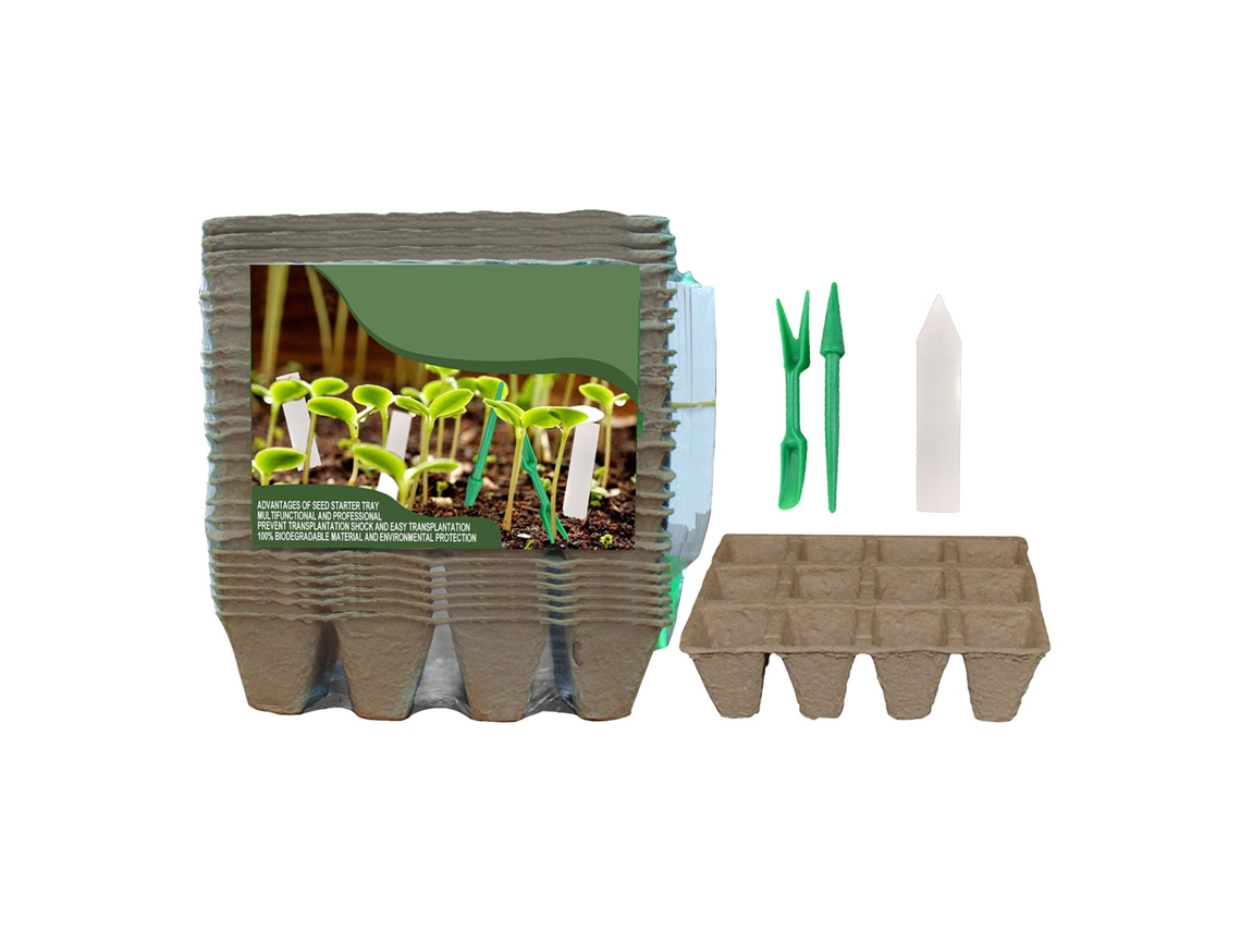 Kit De 24 Bandejas De Iniciação De Sementes Com Ferramentas