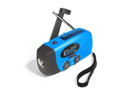 Rádio de Emergência Movido a Energia Solar com Manivela, Lanterna Led, Am/fm Portátil de 2000mah, Azul AQUAFORGE