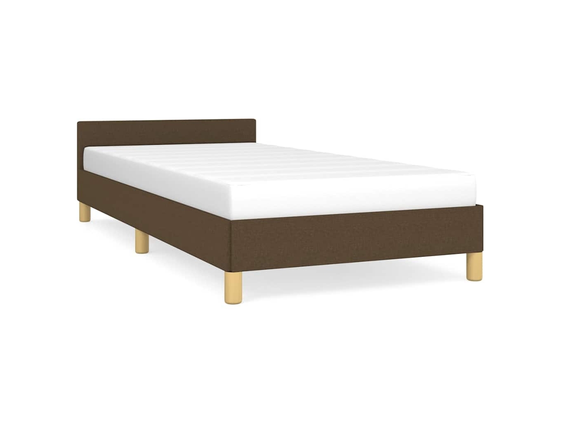 Estrutura De Cama Com Cabeceira Vidaxl Marrom Tecido (90x190cm)
