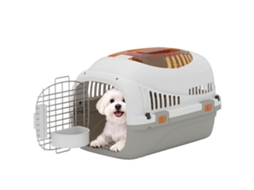 Transportadora plástica para gatos e cães pequenos até 4kg com janela superior (49x32x31cm) Cinza | S/MARCA