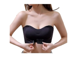 Sutiã Sem Alças com Fecho Frontal e Suporte Elevado, Ajustável e Confortável para Todos os Trajes Preto