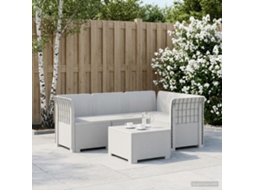 Vidaxl Sofá De Jardim Para 4 Pessoas Visual Rattan Pp Branco