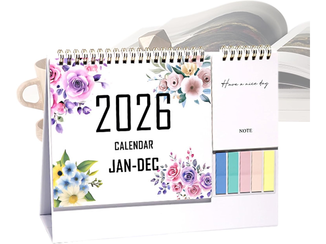 Calendário de Mesa, Mensal a Dezembro 2026, com para Anotações e Agenda. Material o CHABERLU