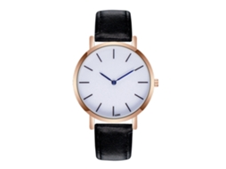 Reloj De Cuarzo Para Hombre Con Correa De Cuero Pu, Dial Escalado Y Puntero Azul, Negro