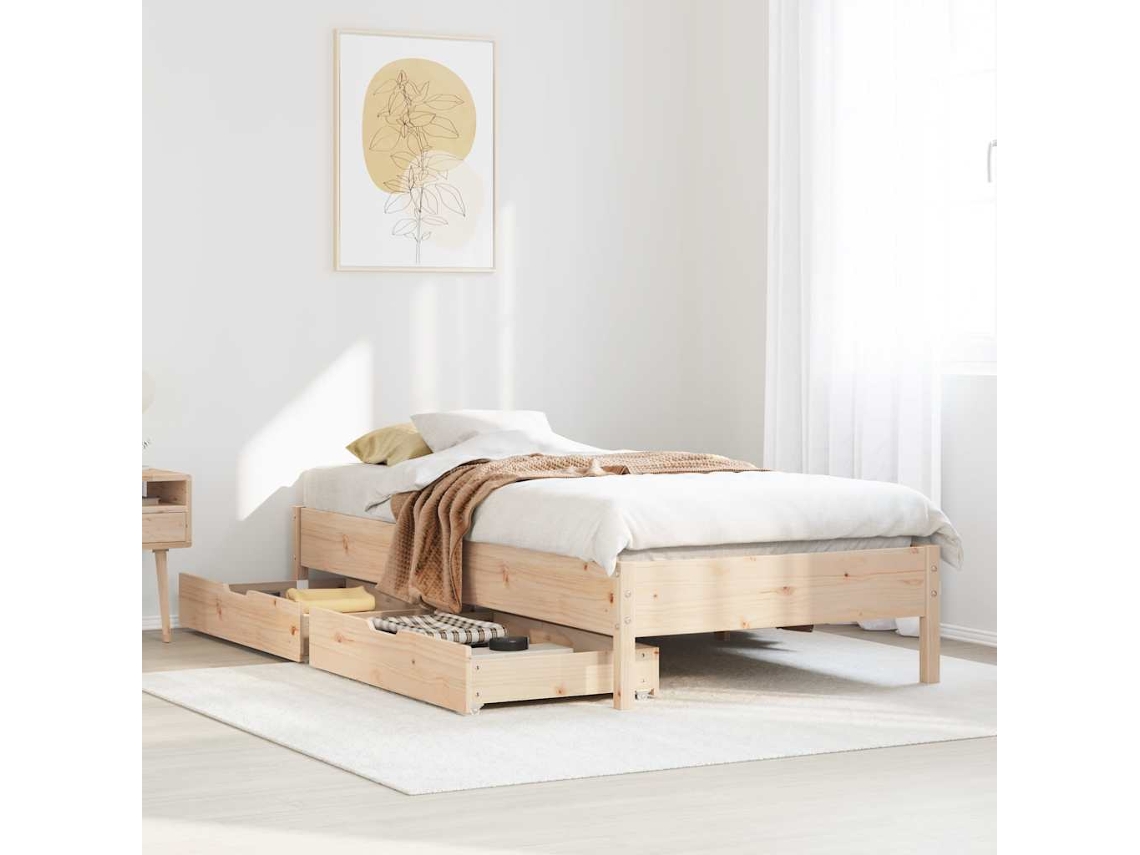 Cama Sem Colchão 100x200 Cm Madeira De Pinho Maciça