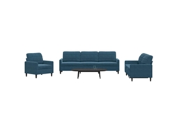 Vidaxl 4 Pcs Conjunto De Sofás Com Almofadões Veludo Azul