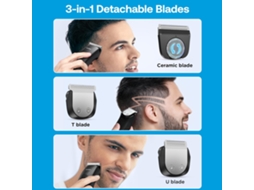 Glaker Tesoura De Cabelo Sem Fio 2 Em 1 Com 10 Guarda Kit De Barbear Para Homens
