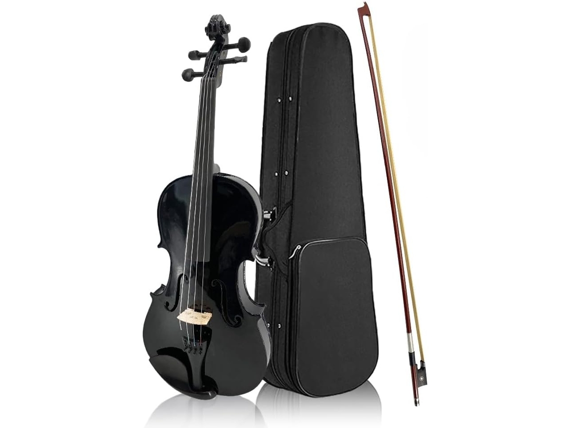 Yinfente Viola Acústica 4 Cordas 15 Polegadas Tamanho Completo Com Capa Rígida E Arco De Madeira De Brasil