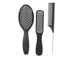 2026 set de 3 Cepillos de Pelo Cepillo Desenredante Cepillo Estilista Profesional Peine de Cola para Mujeres Hombres Negro