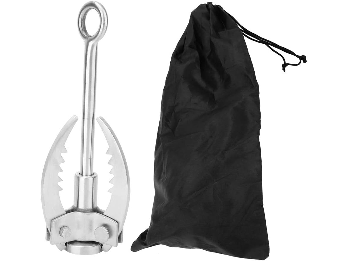 Mosquetão duplo de aço inoxidável com 3 garras, ferramenta