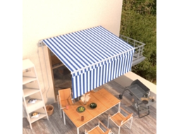 Vidaxl Toldo Retrátil Automático Com Estore 3,5x2,5 M Azul E Branco