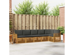 Vidaxl Conjunto De Sofás Para Exterior 6 Unid. Natural E Antracite