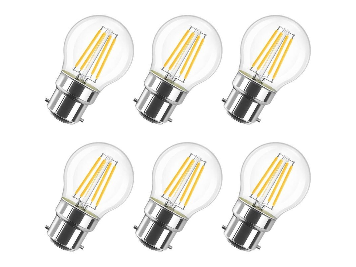 Nova Line lâmpada Led Filamento 6w G45 B22 2700k Branco Quente 806lm Pacote de 6 Classe D