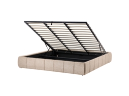 Cama De Casal Beliani Genas De Tecido Creme 180x200