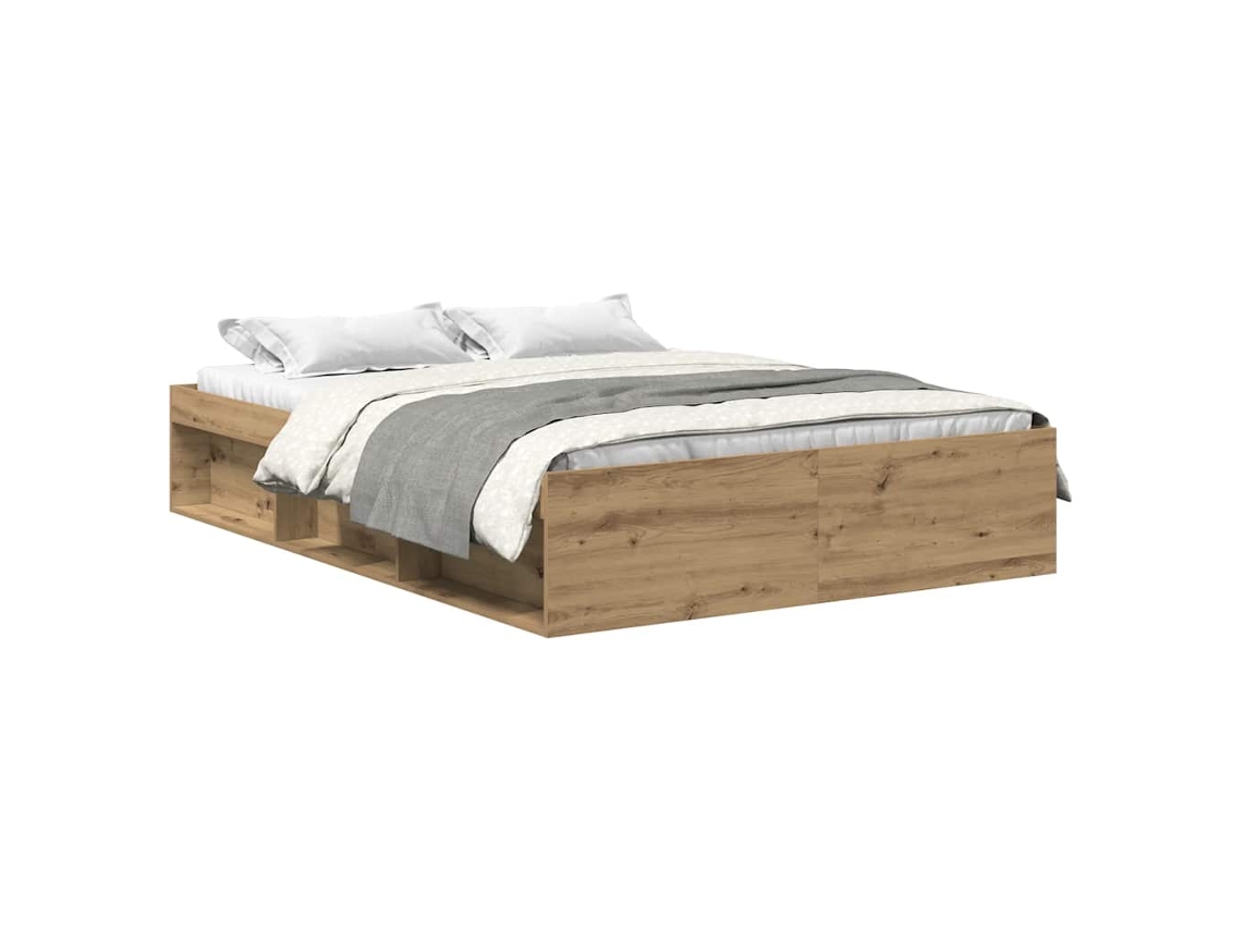 Bed Frame, Bed Frames Vidaxl Marrom Madeira Processada (140 X 190 Cm)