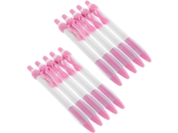 Conjunto De 12 Canetas Esferográficas Retráteis Com Laço Rosa Para