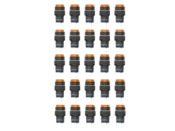Interruptor botão 16mm 220v amarelo 5 pinos com luz bloqueio automático S/MARCA