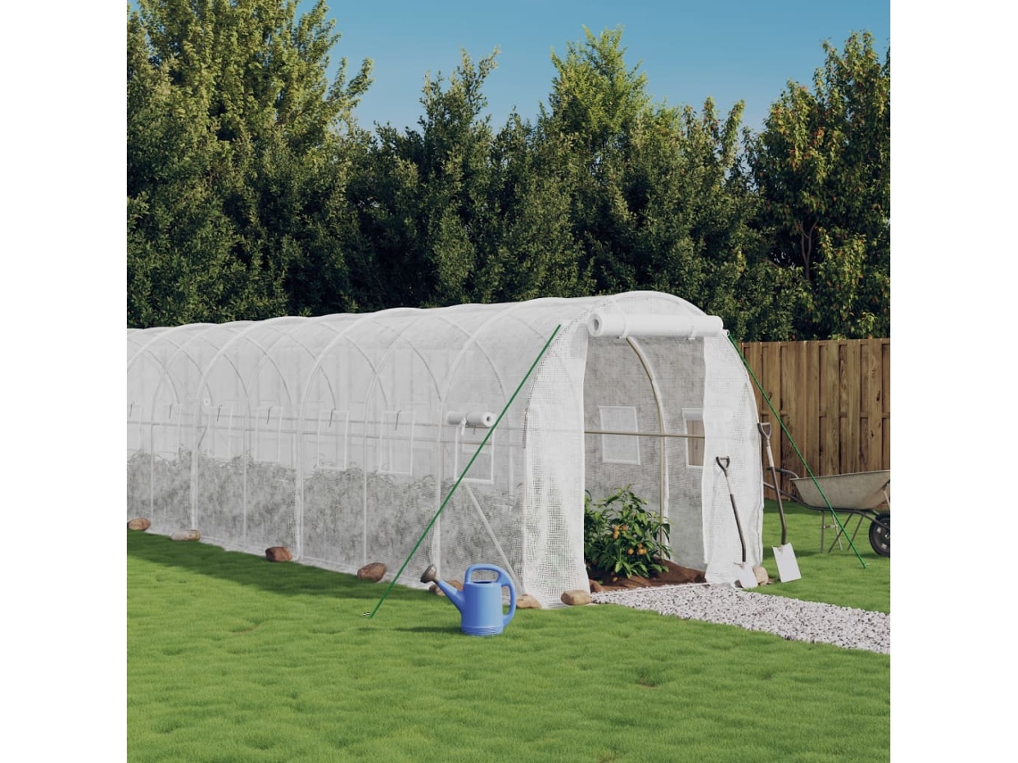 Vidaxl Estufa Com Estrutura De Aço 44 M² 22x2x2 M Branco