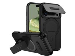 Capa Magsafe Para Iphone 17 Pro Max À Prova De Quedas Com Suporte E Tampa Protetora De Lente Digitallab (preto)