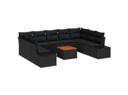Maison Exclusive - Conjunto De Sofá De Jardim Com Armazenamento 10 Pcs Preto