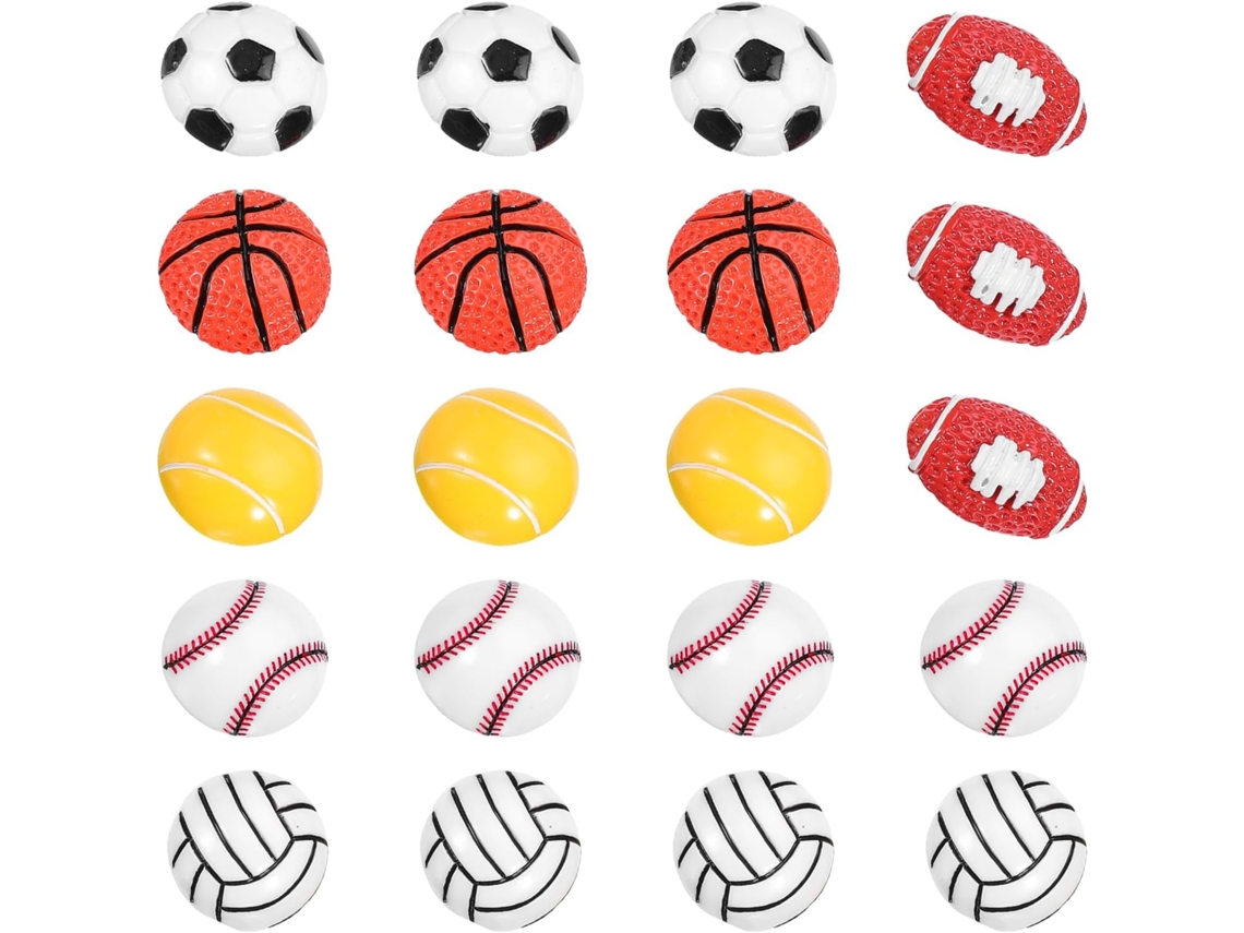 Conjunto de 20 tachininhas de resina com cabeça em formato de bola para esportes, ideias para quadra, mapas, artesanato e