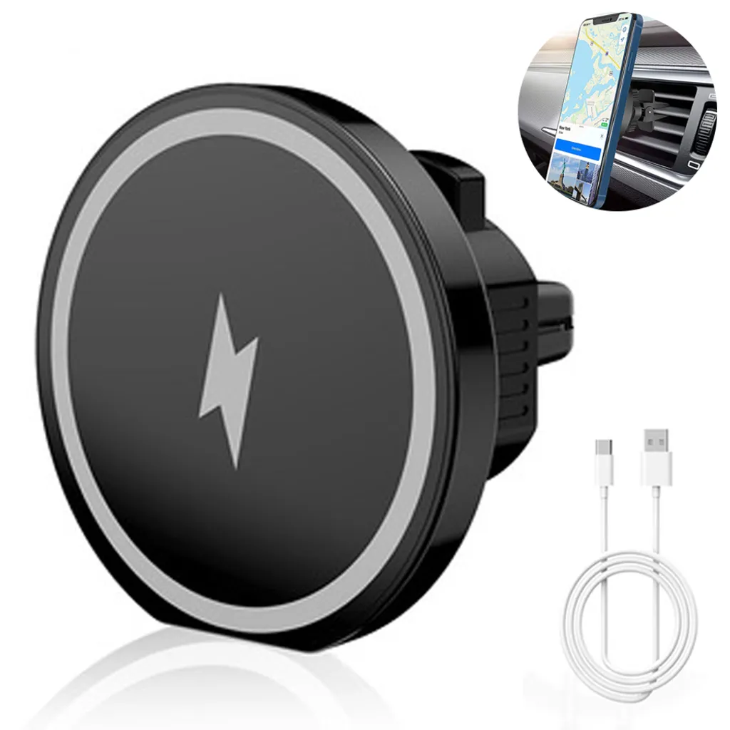 Carregador Sem Fio Para Carro Compatível Com Magsafe - Carregador Magnético Sem Fio Para Carro Com Suporte Qi - Compatível Apenas Com Sense