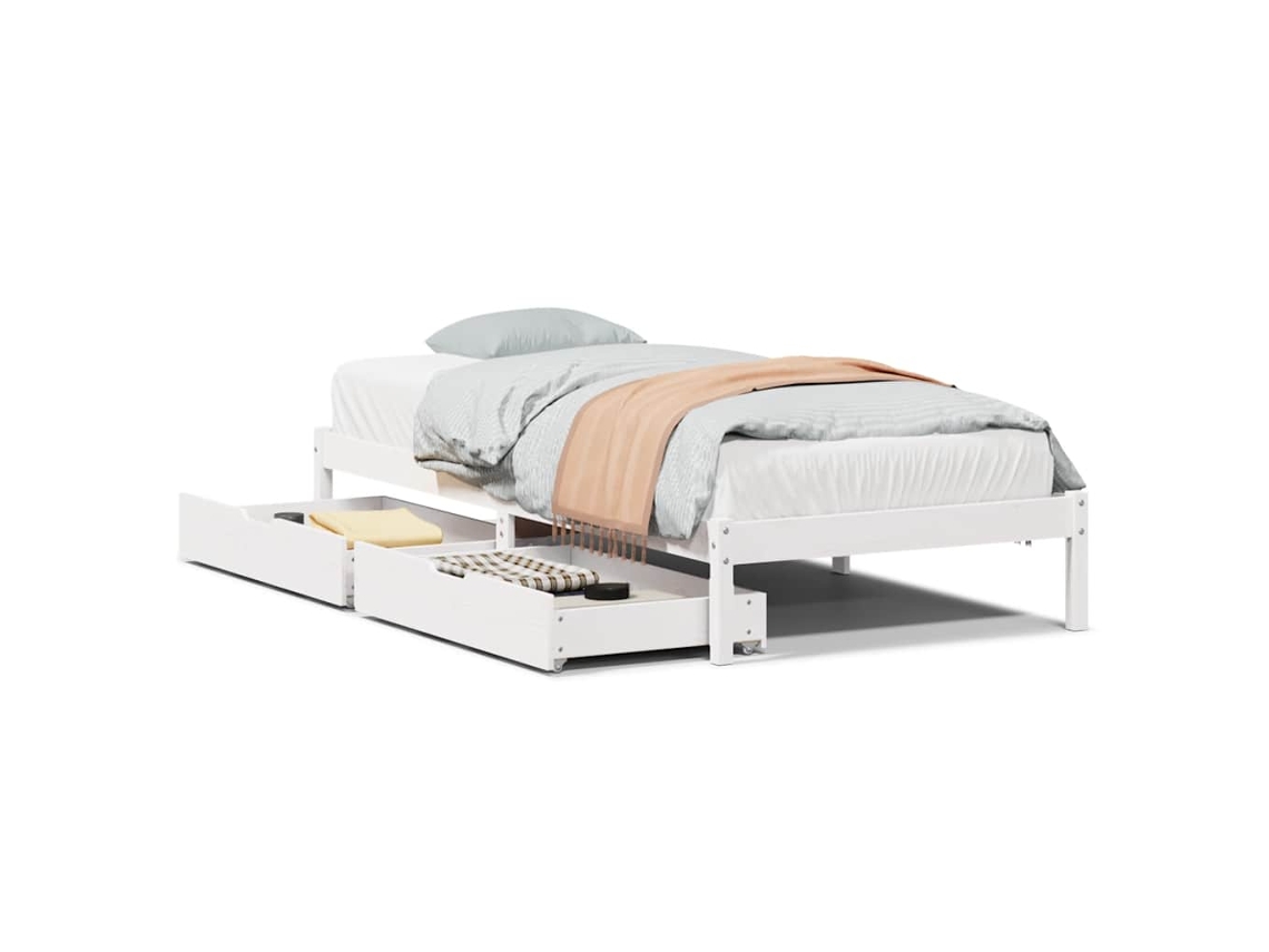 Cama Sem Colchão 90x200 cm Madeira de Pinho Maciça Branco MAISON EXCLUSIVE