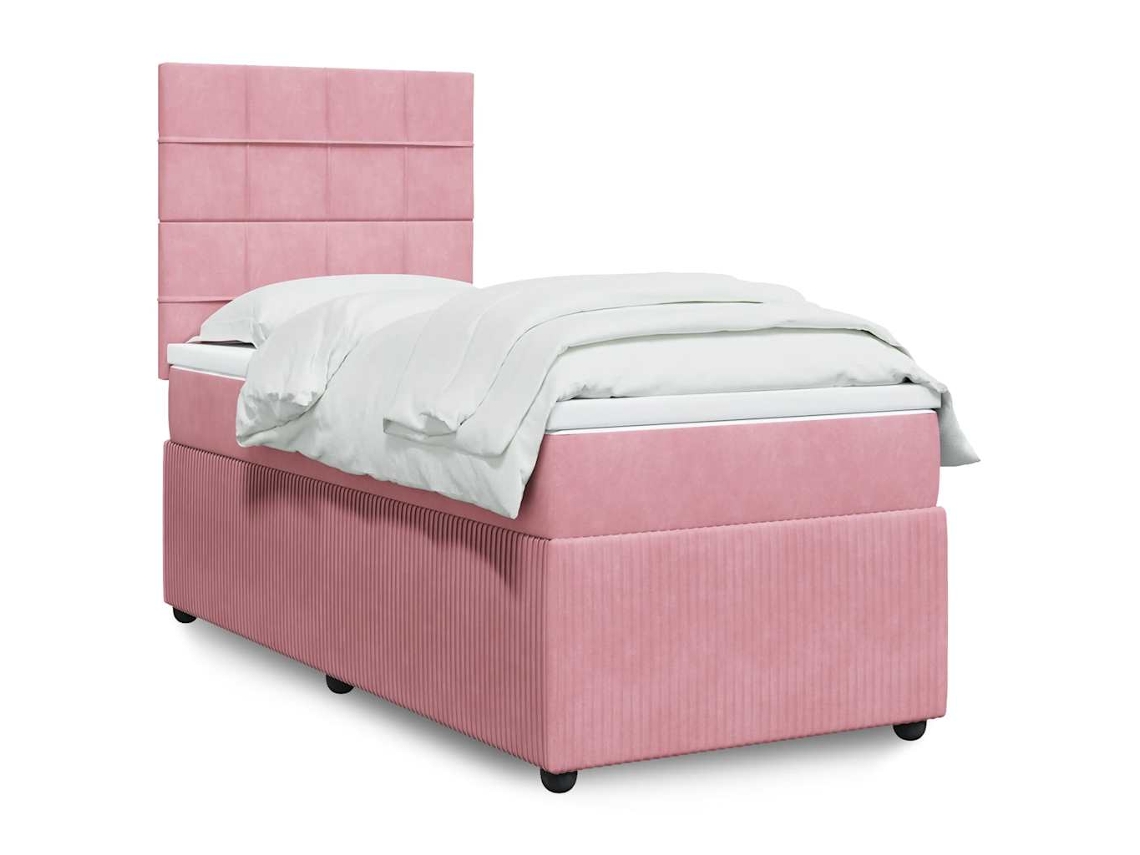 Vidaxl Cama Com Molas/colchão 90x200 Cm Veludo Rosa