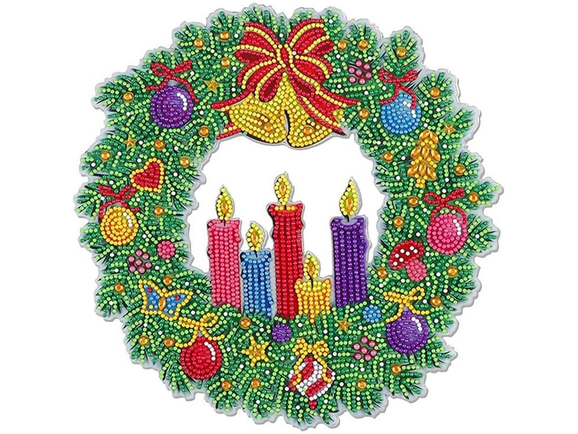 Kit De Pintura De Diamantes 5d Diy Guirnalda De Corona Navideña Para Puerta Decoración Hogar