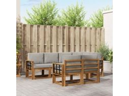 Vidaxl Conjunto De Sofás Para Exterior 7 Pcs Cinza Natural E Claro