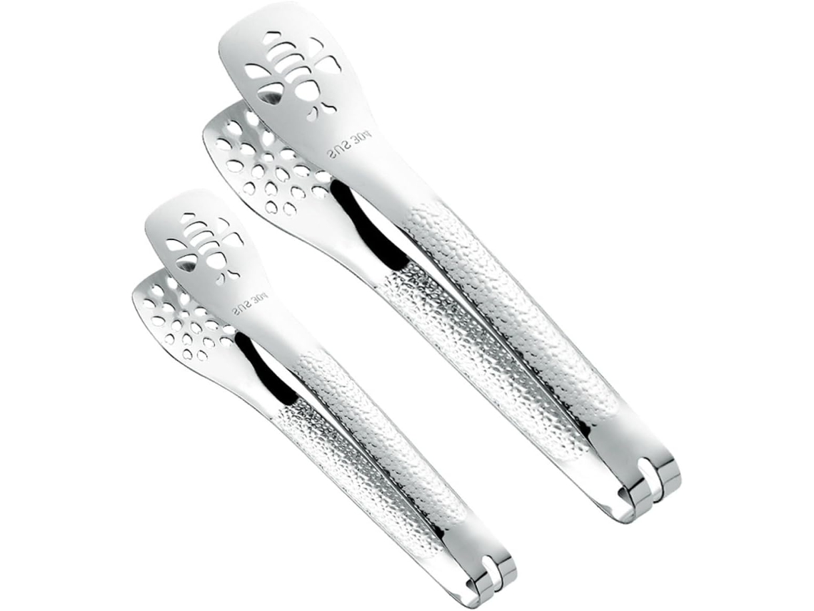 Pinça De Aço Inoxidável 2 Peças Para Churrasco E Cozinha, Design Compacto, Ideal Para Pegar Alimentos Em Casa Ou