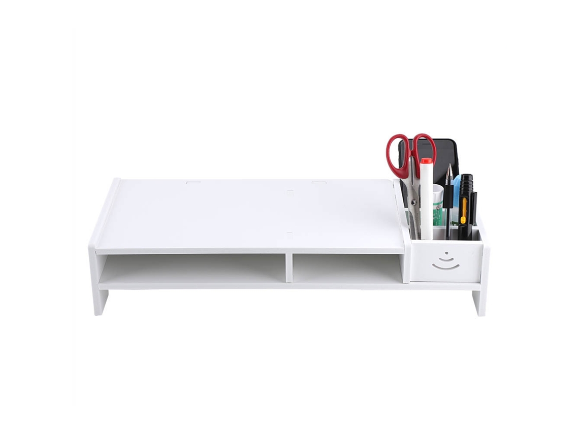 Suporte para notebook e pc, riser de mesa com compartimentos de armazenamento, organizador de escritório S/MARCA